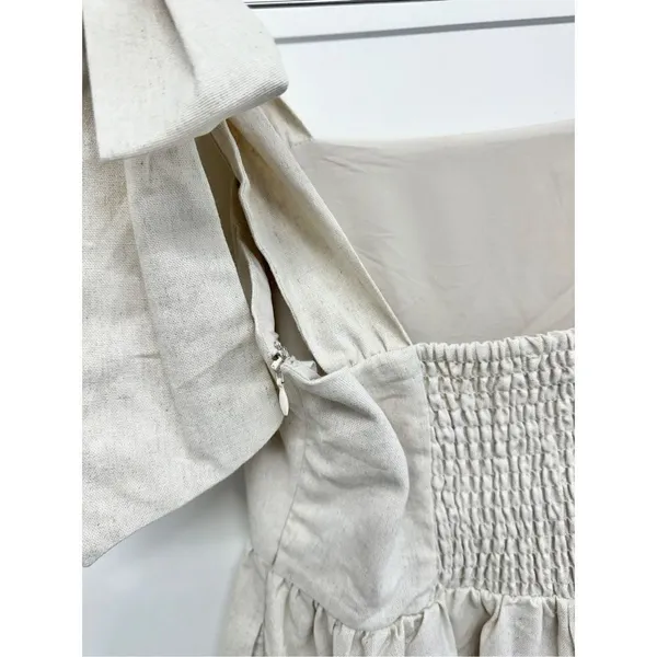 MIOU MUSE Dress Size Small Bow Tie A-Line Mini Linen Blend NWT‎ - Image 9