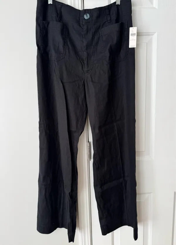 Anthropologie Maeve The Colette Linen Blend Wide-Leg Crop Pants, Size 33 Tall - Image 7