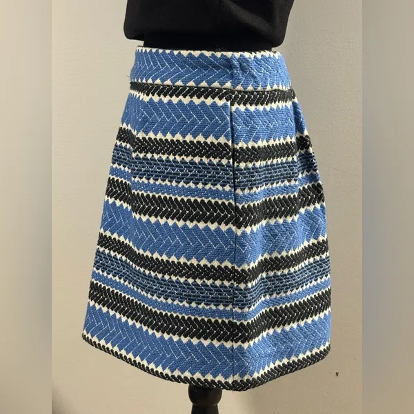 Nomad by Morgan Carper Blue and Black Cotton A-Line Skirt Large - Image 3