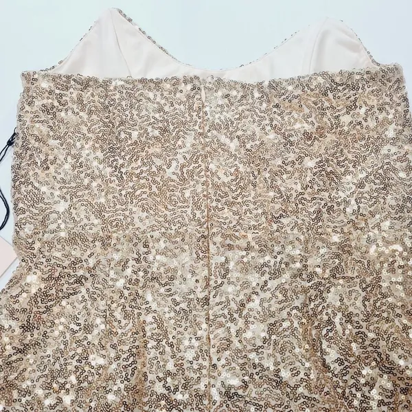 Superdown Stevie Sweetheart Mini Dress in Gold Sequin Medium - Image 6