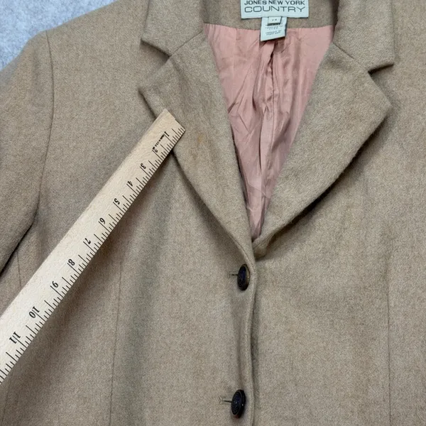 Vintage Camel Hair Blazer Women L Tan Jones New York Quiet Luxury Dark Academia - Image 11