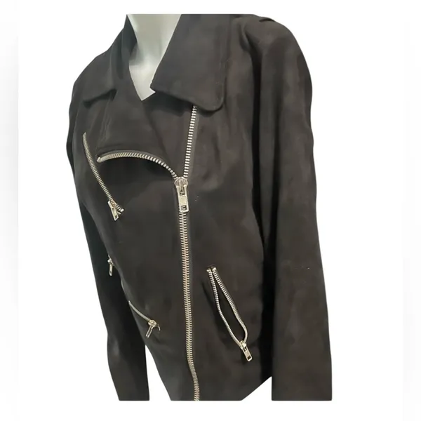 Vici Black Faux Suede Zipper grunge rocker Jacket gothic Moto Boho - Image 7