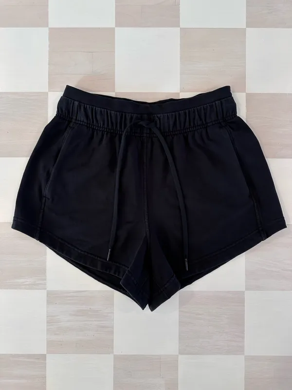 lululemon inner glow short 3” french terry cotton black W7BDRS 4 - Image 2