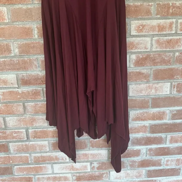 Free People Beach Asymmetrical Midi Dress Flutter Sleeves Women’s Small Maroon - Image 3