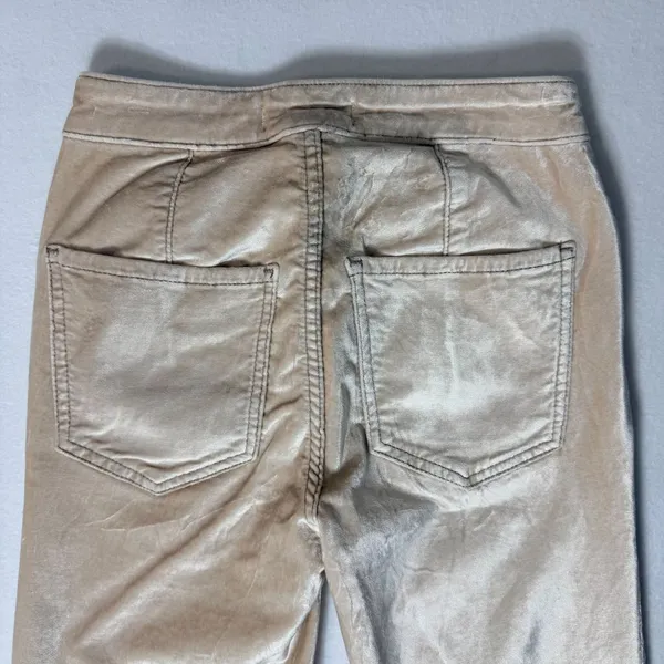 We The Free Beige Metallic Pants Size 24 Straight Leg Velvet-Like Texture - Image 14