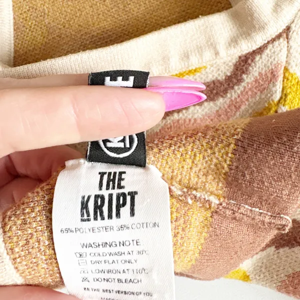 THE KRIPT Womens Swoosh Knit Retro 70s Swirl Halter Boho Festival Top Size XS/S‎ - Image 7