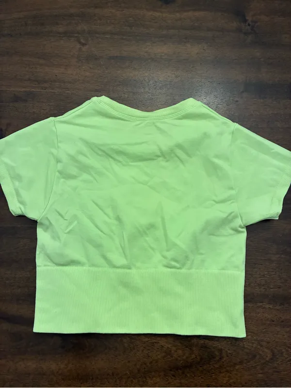 Aerie Offline Top Women’s XS Green Short Sleeve Workout Shirt Athletic Cropped - Image 3