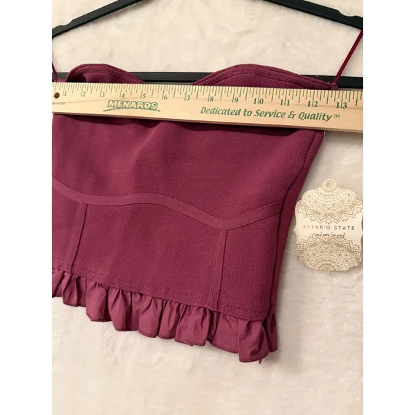 Altar'd State NWT Berry Purple Corset Style Ruffle Hem Tube Top Womens Medium - Image 7