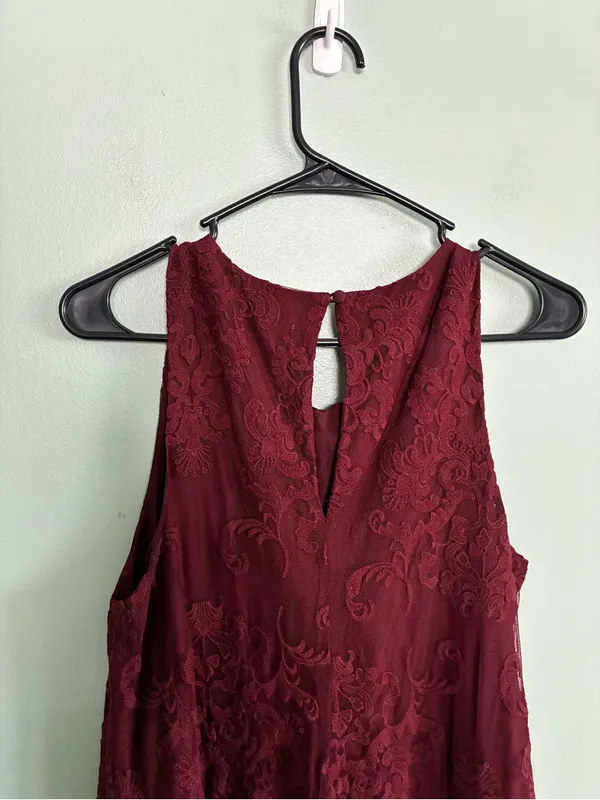 BB Dakota Candence Dress Floral Lace Burgundy Sleeveless Small Christmas Swing - Image 3