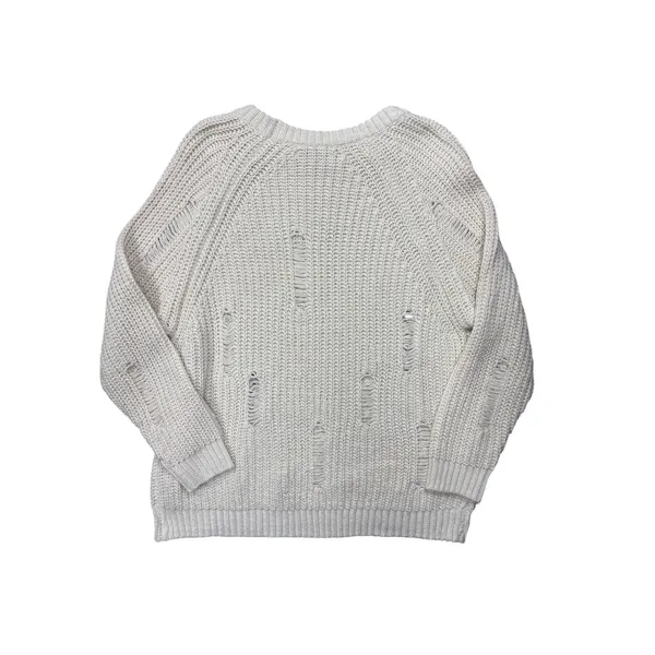 Bishop + Young Sweater Small Distressed Chunky Knit Cream Raglan Long Sleeve - Image 4