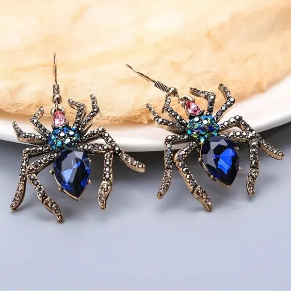 Silver Spider Dangle Earrings Whimsigoth Goth Witchy Edgy Grunge Halloween - Image 5