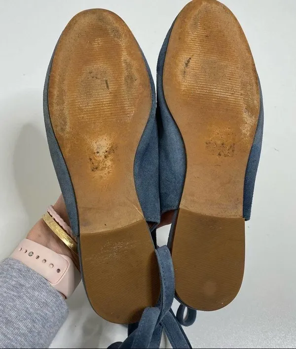 Madewell April Ankle Wrap Blue Suede Ballet Flats - Image 10
