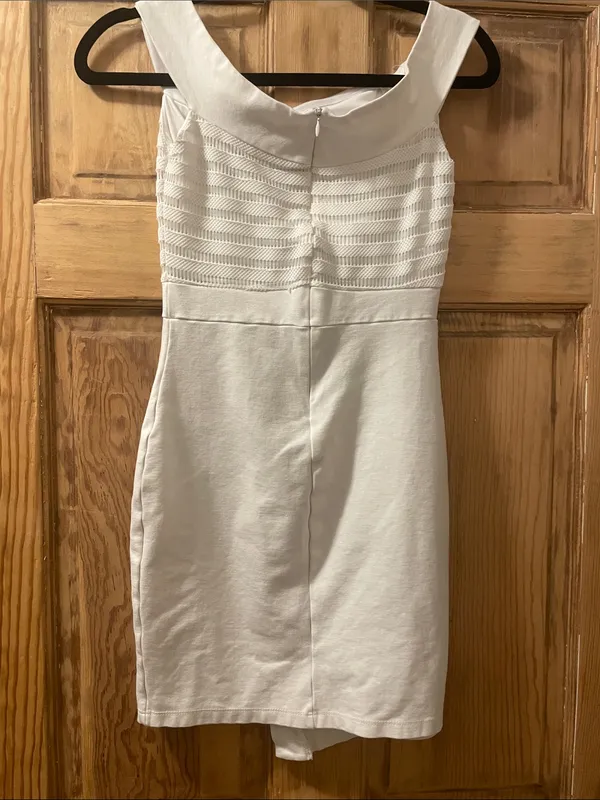AKIRA Chicago Red Label White Textured Fit & Flare Mini Dress Size S - Image 3