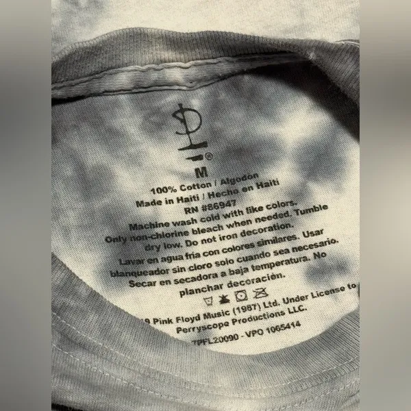 EUC Pink Floyd Black and Gray Tie Dye Cropped Tee size medium - Image 7