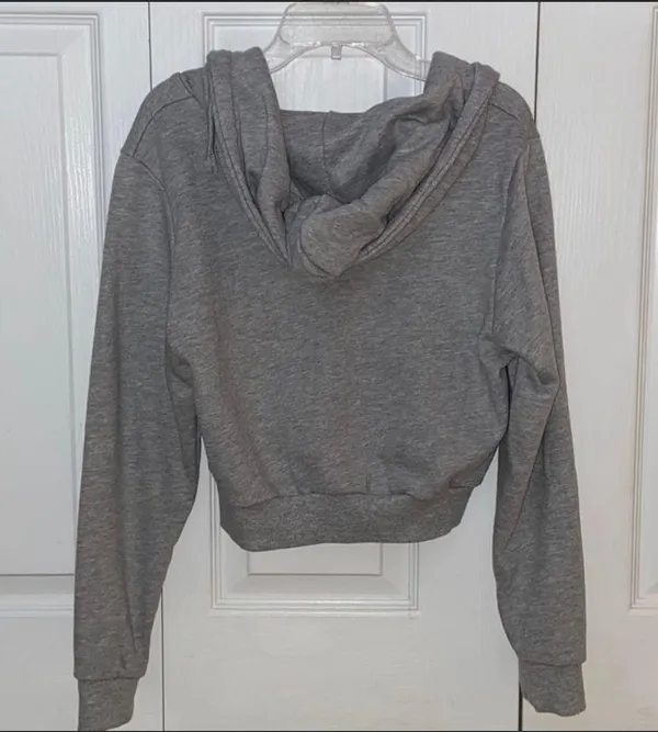 SheIn Zip Up Cropped Hoodie Gray Size M - Image 2