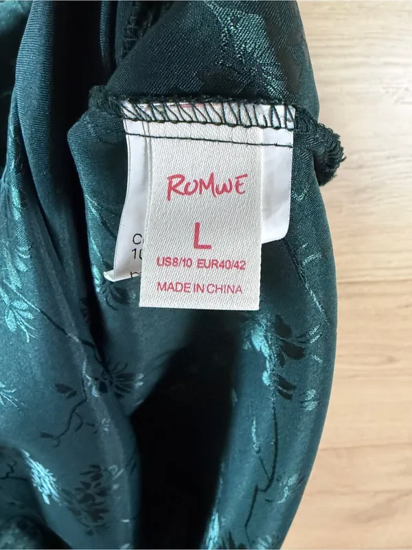 Romwe Satin Dark Green Slip Dress - US 8-10 - Image 7