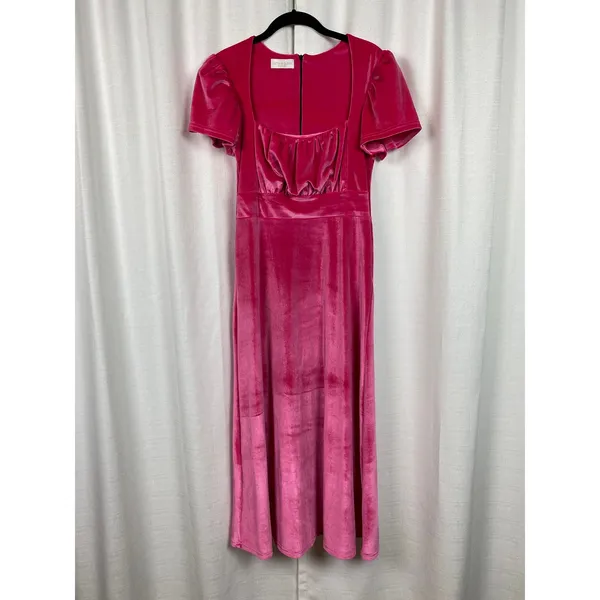 Smith&Quinn Pink Raspberry Velvet Felicity Midi Dress Sz.M - Image 5