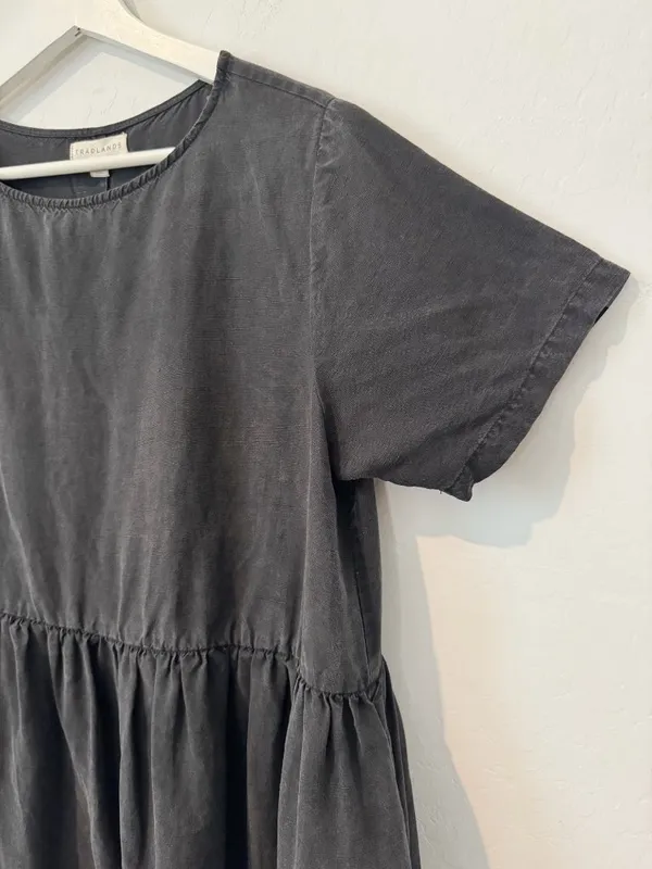 Tradlands Nico Dress Size Small Black Linen Blend Pocket Coastal Grandma Cottage - Image 6