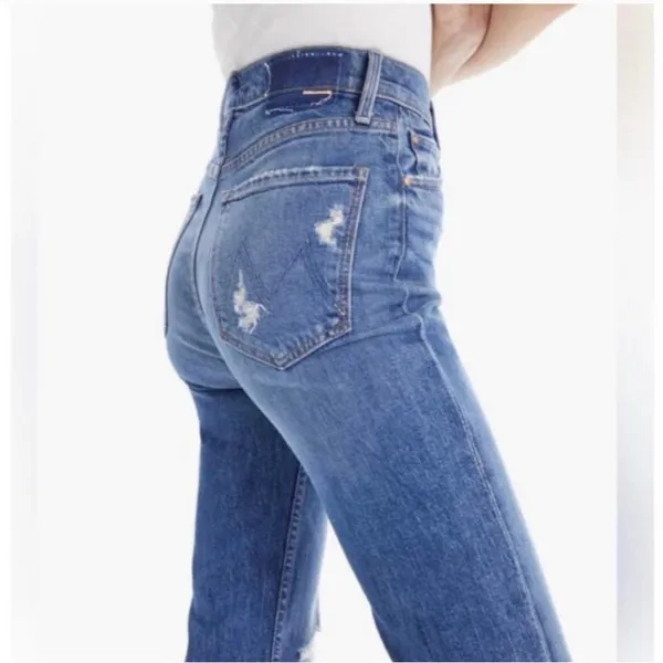 Women MOTHER Superior High Waisted Rider Skimp Jeans Wash Playing With Scissors - Image 4