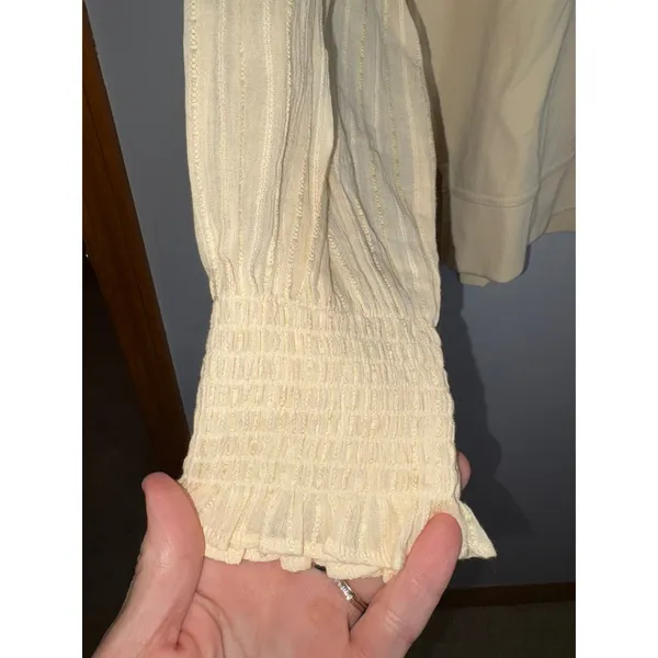 Anthropologie Floral Cutwork Pullover Cream Lace Panel Mixed Media Sweatshirt - Image 4