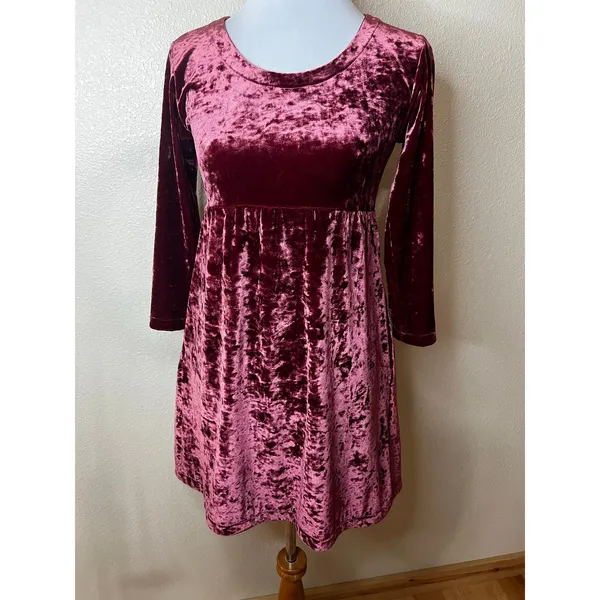 Wings Hawaii Velvet Velvety Baby Doll Dress in Rose NEW SMALL - Image 2
