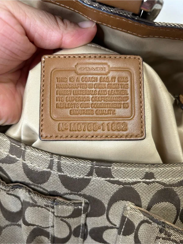 COACH SoHo Y2K Brown & Tan Signature Canvas Crossbody with Leather Buckle - Image 7