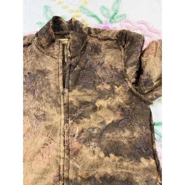 True Grit Dry‎ Goods Womens Brown Floral Fleece Full Zip Jacket Mock Neck Large - Image 12