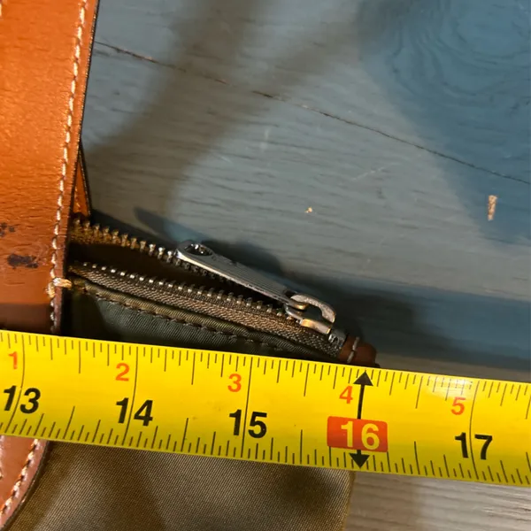 Lauren Ralph Lauren Hunter Green and Tan Leather Tote Bag - Image 7