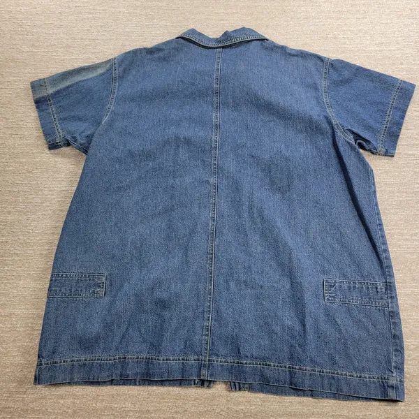 Vintage 70s Denim & Co Denim Shirt Womens 1X Blue Exposed Zip Front Work Chore - Image 11