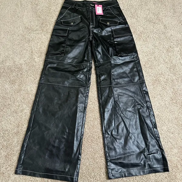 Edikted Faye Faux Leather‎ Cargo Pants - Image 3