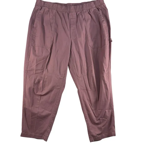Old Navy 2X High Waisted Pulla Utility Pants Comfort Casual Pull On Pink‎ Barrel - Image 2