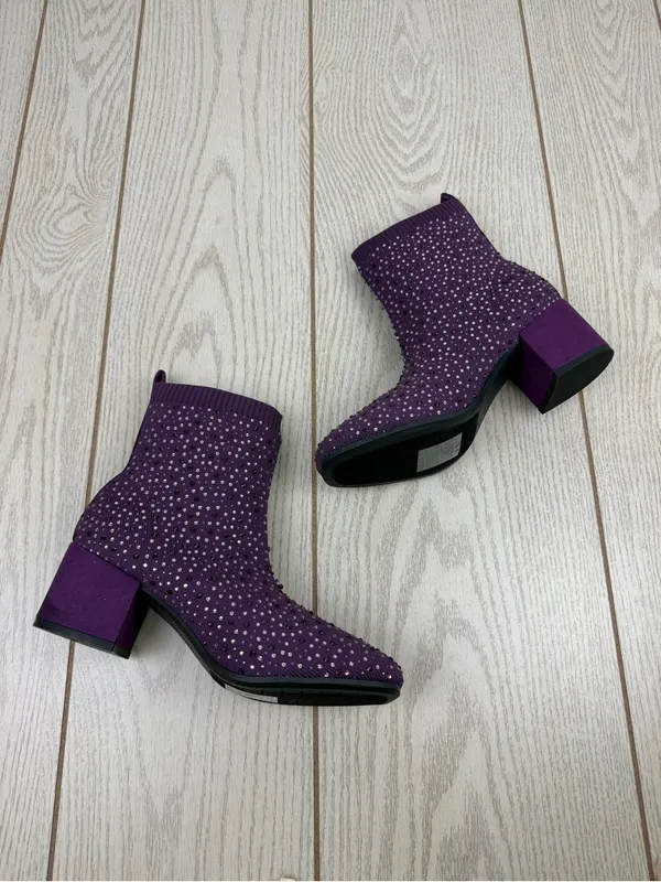 Kenneth Cole Reaction Women's Rida Stretch Jewel Dress Booties 7.5W Purple $109 - Image 4