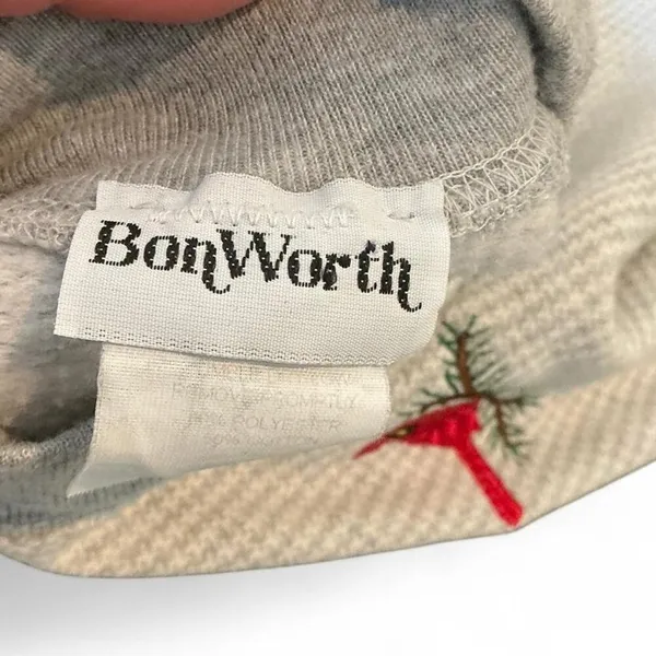 Vintage‎ Bonworth Cardinal Houndstooth Holiday Cotton Sweatshirt XS - Image 3