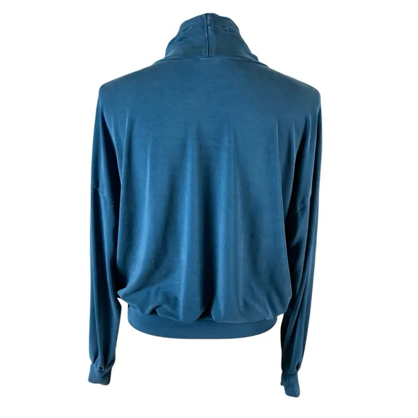 Garnet Hill‎ Blue Long Sleeve Turtleneck Small Draped Casual Relaxed Top - Image 2
