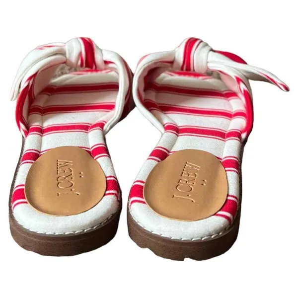 J.Crew Red/Ivory Stripe Print Cotton Upper Knot Slide Sandals, US7.5 - Image 7