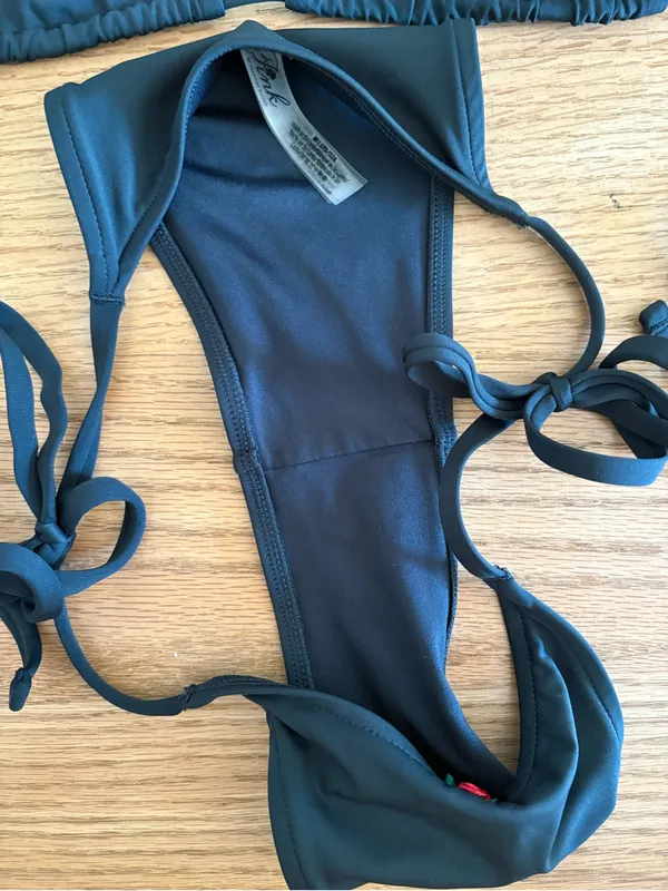Frankie's Bikinis Black Tie-Side Triangle Bikini Set - Women Swim - Image 2