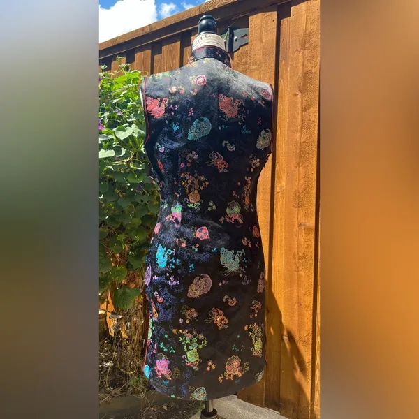 Vintage 90’s Solz Squirrel Cheongsam Qipao Dress Black Size 38 US Size S 4/5 EUC - Image 3