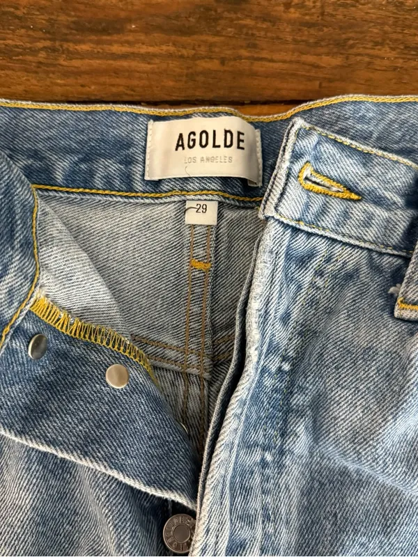 Agolde Light Washed Distressed Button Fly Cutoffs 3" Inseam Size 29 - Image 5