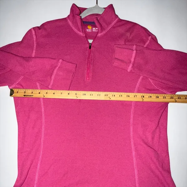 Carhartt Womens Pink Waffle Knit Quarter Zip Pullover, XXL - Image 8