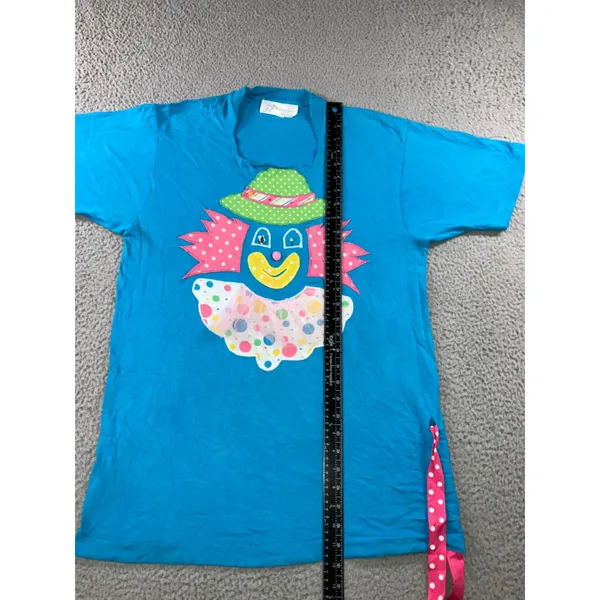 Vtg Clown Kidcore‎ T Shirt M Applique Polka Dot Ribbon Tie Funky Pop Art Unisex - Image 13