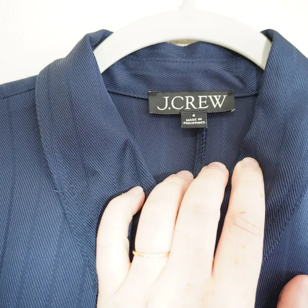 J. Crew Size 4 Maxi Length Shirt Dress Navy Blue Herringbone Stripe Preppy - Image 5
