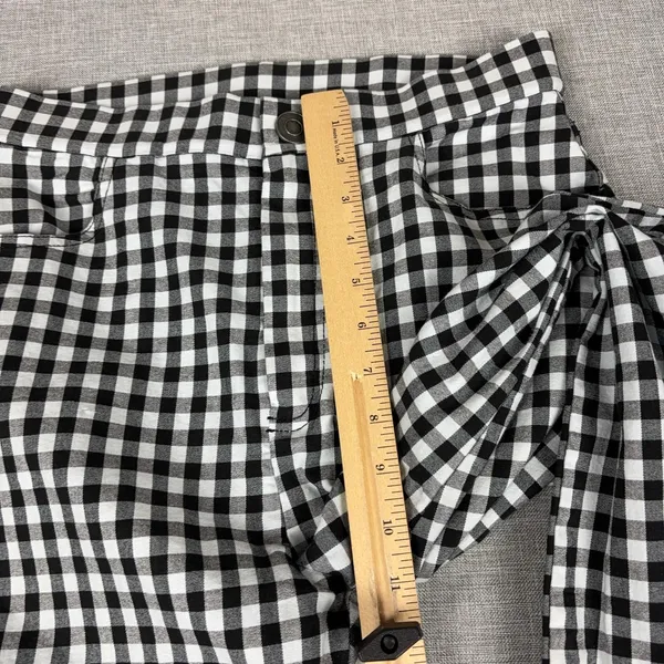 Free People Pants Womens Large Black White Gingham Twill Stretch Crop Kick Flare - Image 7