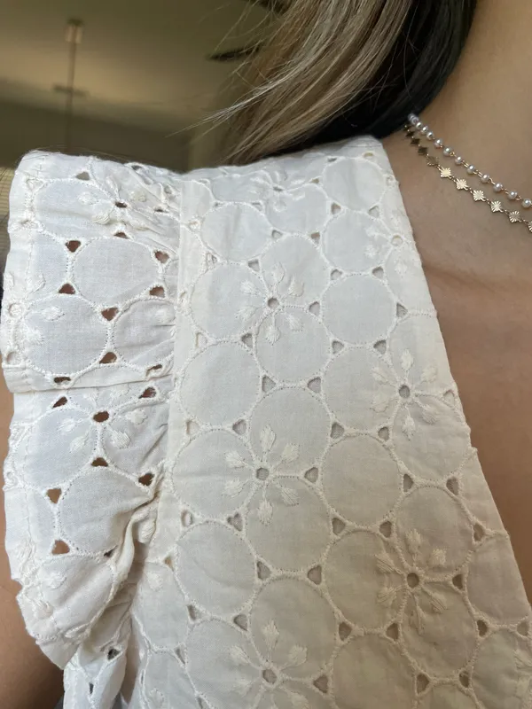 Boutique Off White Eyelit Dress V Neck - Image 2
