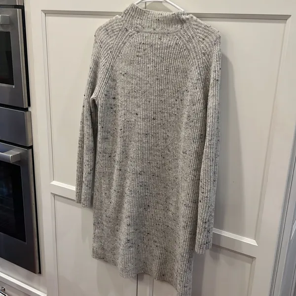 Madewell mockneck size small sweater dress gray ribbed preppy classic comfy cozy - Image 3