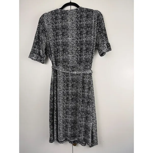 Apt. 9 Faux Wrap Dress Black White‎ Abstract Geometric V-Neck XL Officewear - Image 3