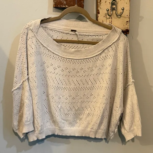 Free People Sandcastle Crop Sweater in White - Image 3