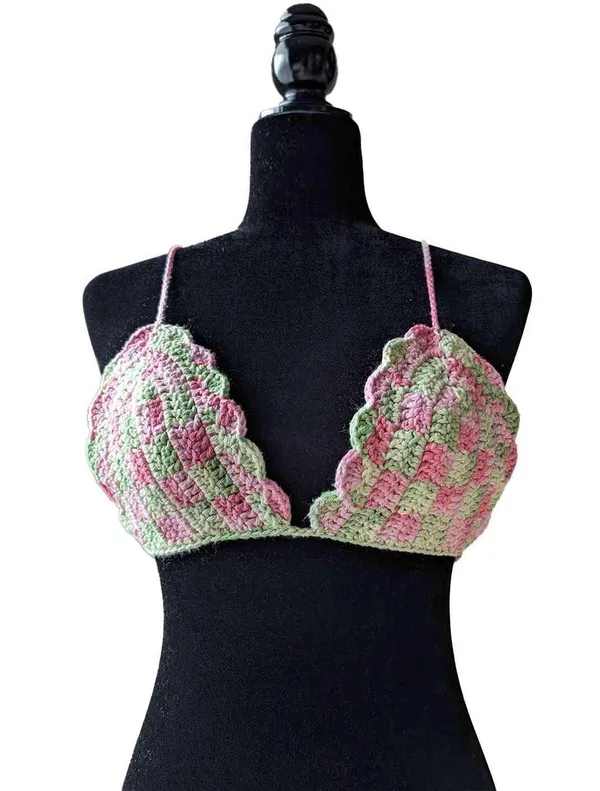 Handmade Checkered bikini Top - Image 5