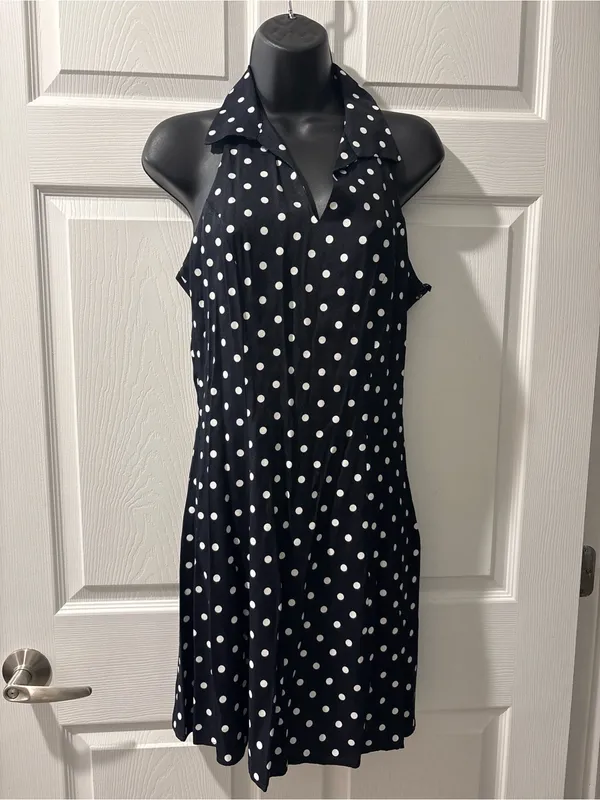 Vintage Black Polka Dot Strapless Fit-and-Flare Dress - Image 3
