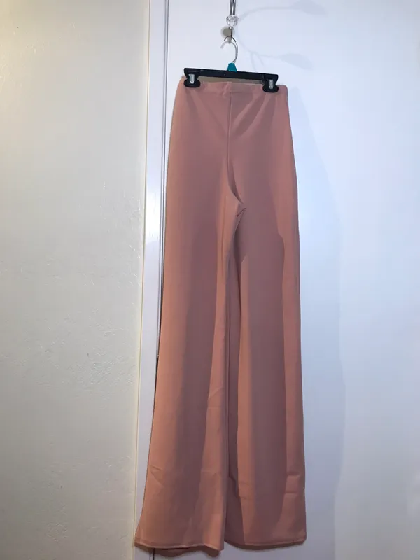 Pretty Little Thing Dusty Pink Wide Leg High Waste Trousers - Image 4
