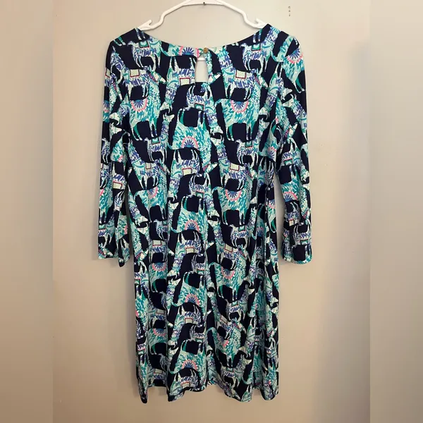 Lilly Pulitzer Vibrant Blue‎ and Green Long Sleeve Dress - Image 3